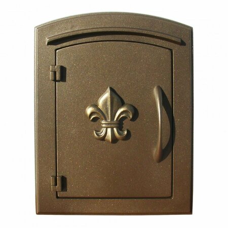 BOOK PUBLISHING CO 12 in. Manchester Security Drop Chute Mailbox with Decorative Fleur De Lis Logo Faceplate in Bronze GR3174481